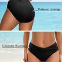 Women Twist Front Bikini Sets Two Piece Swimsuit Criss Cross Tie Back Bathing Suit (Black, L)