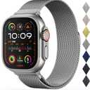 Stainless Steel Milanese Loop Compatible with Apple Watch Band 38mm 40mm 41mm 42mm（series 10) men and women, Mesh Loop Magnetic Clasp Replacement for iWatch Bands Ultra Series 10 9 8 7 SE 6 5 4 3 2 1，Titanium