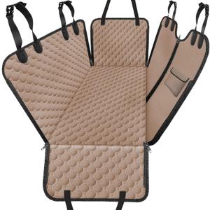 Mancro Back Seat Pet Cover for Dogs, 2025 Upgraded 600D Heavy Duty Waterproof & Scratch-Resistant Dog Hammock for Car, Car Cover for Dogs with Sedan, Trucks and SUVs, Standard, Khaki (Standard (54" W x 55" L))