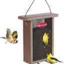 Kingsyard Metal Mesh Bird Feeder for Outdoors Hanging, Finch Feeder for Nyjer/Thistle, Sliding Mesh & Built-in Perch, Recycled Plastic, Brown