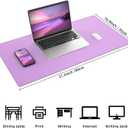 Leather Desk pad Protector, Large Desk mat with Natural Cork & PU Leather,Mouse pad,Non-Slip Office Desk Mat,Waterproof Desk Writing Pad for Office and Home (35in*17in, Purple)