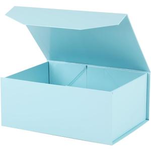 Upgrade 3PCS Blue Gift Box 9.5x7x4 Inches, Sturdy With Lid for Packaging, Foldable Magnetic Closure Storage, Bridesmaid Proposal, Rectangle Collapsible