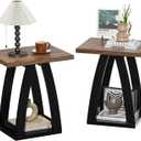 FROMJBEST End Table Set of 2, Side Table, Nightstand, Sofa Side Table with Shelf, Modern End Table for Living Room, Bedroom (Brown&black)