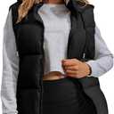 Tanming Black Puffer Vest Women Zip Up Lightweight Sleeveless Winter Outerwear Vests with Hood (X-Large)