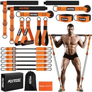 KUTIZE Pilates Bar Kit with Resistance Bands, Heavy Duty Pilates Equipment for Men, Training Bands with Handles for Legs, Hip, Back, Arm, Abs, Chest, Shoulders, Portable Home Gym Workout Equipment