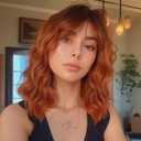 Auburn Wig with Bang for Women Orange Short Wavy Bob Wigs Ombre Auburn Curly Wavy Wig Copper Wigs with Dark Root Synthetic Natural Looking Heat Resistant Fiber Hair for Daily Party Use 14 Inch