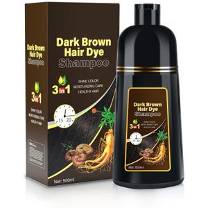 Dark Brown Hair Dye Shampoo 3 in 1 for Gray Coverage for Women/Men, Color Shampoo Instant Herbal Ingredients Semi Permanent