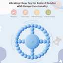 Vibrating Sensory Chew Toy, Teether Teething Toys for Babies6-12 8-18 Months, Sensory Toys for Kids with Autism&Toddler Travel Essential,1-2 Year Old Christmas Boys Girls Gifts idea(Blue)
