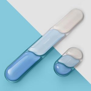 TECKNET Clear Gel Wrist Rest for Computer Keyboard, Ergonomic Gel Keyboard Wrist Rest Set for Typing Pain Relief, Comfortable Silicone Wrist Support Pad for Office/Computer/Laptop/Gaming, Blue