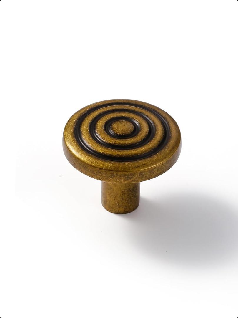 Cabinet Knobs 10 Pack Antique Brass Round