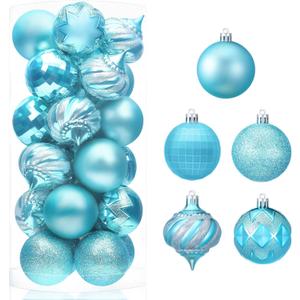 Joiedomi 24 Pcs 3.15'' Baby Blue Christmas Ball Ornaments, Shatterproof Christmas Tree Ornaments for Xmas Tree, Holidays, Party Decoration, and Special Events