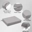 idee-home Outdoor Chair Cushion Thick Outdoor Seat Cushion Waterproof Patio Furniture with Ties, Dining Chair Pad 18.5" x 16" x 3" Grey