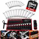 NOLITOY 25-Piece Double-Ended Wrench Set with Canvas Roll Bag | High Carbon Steel Wrenches, Precise Fastener Contact, Organized Wrench Kit for Garage, Plumbing, Automotive, and Home Repairs
