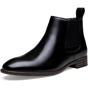 Jousen Chelsea Boots Men Polished Leather Dress Boots Stylish Classic Retro Slip On Boots for Men 10