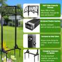 Heavy Duty Garden Hose Holder Freestanding, Metal Water Hose Holders for Outside with 4 Spikes, Rustproof Outdoor Hose Stand Holds 150FT, Free Standing Hose Storage Hanger for Yard Lawn