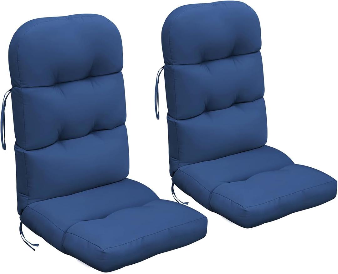 Adirondack Chair Cushion Set of 2, High Back Rocking Chairs Cushions, Waterproof All-Weather Rocker Chairs Cushion for Outdoor Patio Garden Porch, 46.3''L x 19.7''W x 4''H (Navy Blue, 2PCS), 2 Count