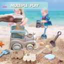 2 x Beach Toys for Kids Ages 4-8, Toddler Snow Toy Set Includes Beach Truck, Bucket, Shovel, Rake, Scoop, Trowel, Sandbox Toy for Toddlers Ages 3-5, Travel Beach Sand Toys for Kids Ages 8-12