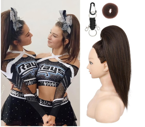 SEIKEA Versatile Drawstring Ponytail Extension, 18" Long Wavy Multi Layered Clip in Ponytail Hair Extensions Stand Up High Fake Pony Tail Soft Natural Synthetic Hairpiece Chocolate Brown