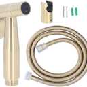 Toilet Bidet Sprayer, Stainless Steel Pressure Widely Used Handheld Bidet Sprayer Space Saving for Hotel for Bathroom for Toilet(A brushed gold)
