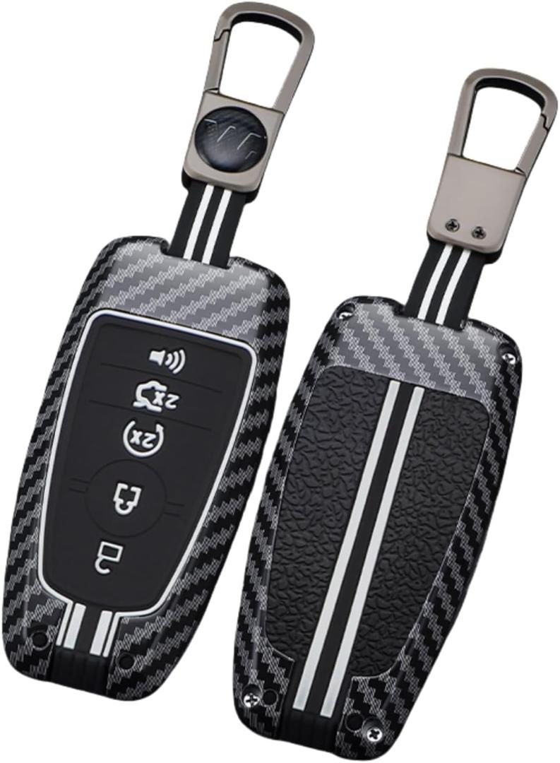 Carbon Fiber Key Fob Cover,Key Cover,Keychain Compatible with Ford F150 F250 F350 F450 F550 Explorer Fusion Escape Edge Expedition