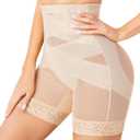 Nebility Shapewear Tummy Control Body Shaper High Waisted Butt Lifting Panties Shapewear Shorts Thigh Slimmer (Beige, L)
