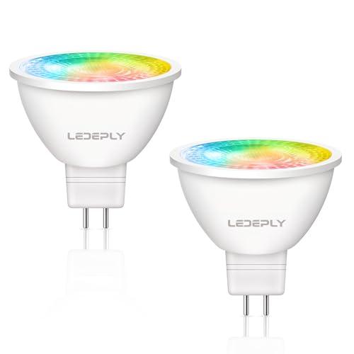 LEDEPLY Zigbee MR16 LED Smart Bulb, Hub Required, Compatible with Phi*Lip*s Hu*e*, Alexa, Google, & ConBee, 5W =50W, GU5.3, Dimmable, AC/DC 12V, Color Changing & Tunable White, 2-Pack