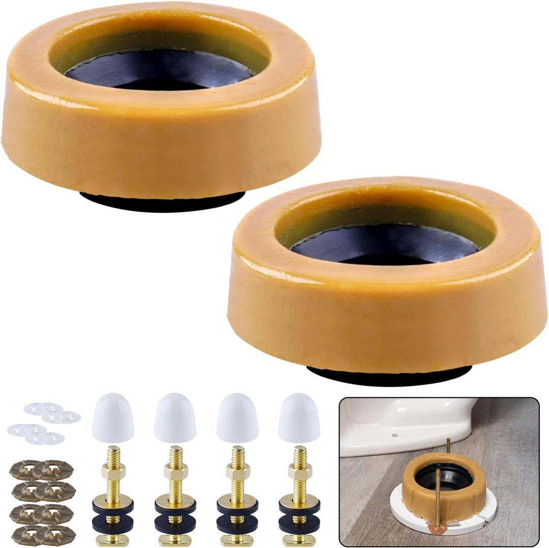 Extra Thick Wax Ring Toilet,with Flange and Bolts for Reinstallation of The Toilet, Fits 3-inch or 4-inch Waste Lines(2 PCS)