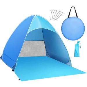 Beach Tent Sun Shelter with UPF 50＋ UV Protection, Lightweight & Easy Setup Beach Shade Canopy, Portable Beach Shade Tent Beach Cabana, Lightweight with Carry Bag (Blue, 3 Person)