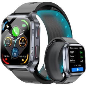 Blood Pressure Smart Watch for Men Women with Air Bag Cuff, Fitness Tracker with Heart Rate, Blood Oxygen, Sleep Monitor, 530mAh Battery, Family Data Sharing, Activity Tracker for Android iOS