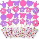 Juexica 24 Pcs Princess Fairy Wand Kit Includes 24 Make Your Own Princess Accessories 6 Styles Unfinished Wooden Fairy Wand and 6 Gem Stickers for Girls DIY Magical Craft(Rose Red, Purple)