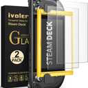 ivoler 2-Pack anti-glare Etched Screen Protector for Steam Deck 7.0''/Steam Deck OLED 7.4'', Matte Anti Glare Tempered Glass with Alignment Frame Anti-Scratch Full Coverage Guard for Steam Deck
