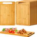 Nuenen 10 Pcs Bulk Wood Cutting Board with Handle 12 x 7.8 Inch Bamboo Wooden Kitchen Serving Chopping Boards for Pizza, Bread, Charcuterie, Fruit, Vegetables(Bamboo)