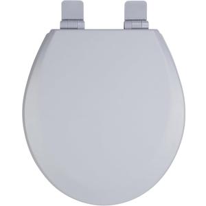 Toilet Seat, Slow Close, Soft Touch, Ultra-Smooth Matte Finish (No Orange-Peel Texture), Premium Moulded Wood, Quick Release, PIKLiDS (Gray, Round)