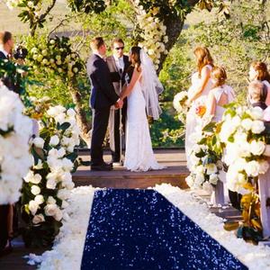 ShiDianYi Sequin Aisle Runner for Wedding Ceremony - 2FTx15FT Navy Blue, Outside Glitter Rug for Party, Prom, Graduation