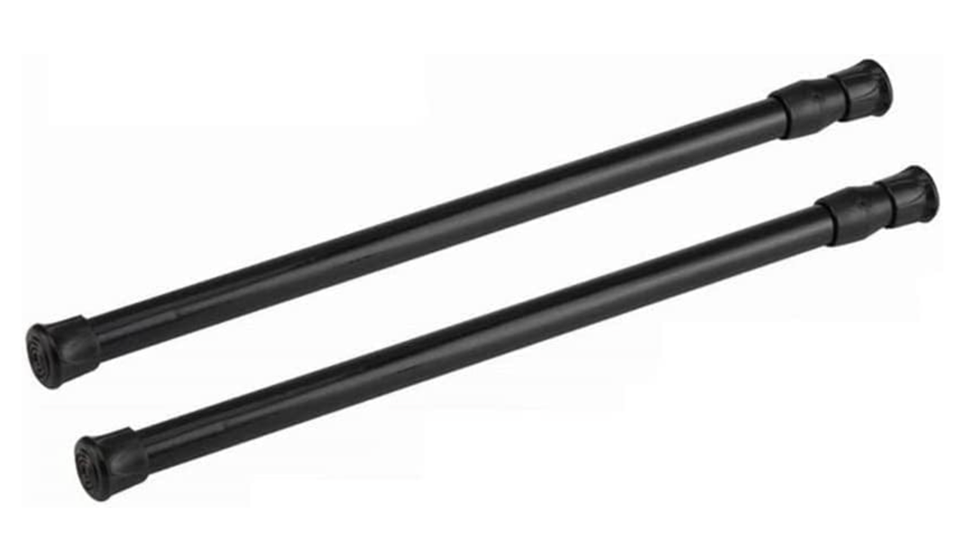 Tension Rods, 2 Pack 28-48 Inches Adjustable Spring Steel Cupboard Bars Tension Curtain Rod Shower Rod Closet Rod Tensions Rod Extendable Width (Black)