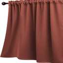 KOUFALL Fall Curtain Valances for Kitchen Windows,Rustic Farmhouse Boho Western Curtains for Living Room,Terracotta Rust Colored (52"W x 18"L (Pack of 1))