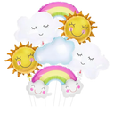 6 pieces of cloud balloon decoration 26 inch smiling cloud rainbow aluminum film balloons, suitable for parties, outdoor activities, and home decoration