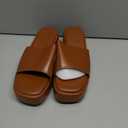 Oiamenne Platform Sandals Women Comfortable Open Toe Wedge Sandals Slip On Platform Slides for Women Padded Summer Casual Beach Shoes Brown Size 8.5