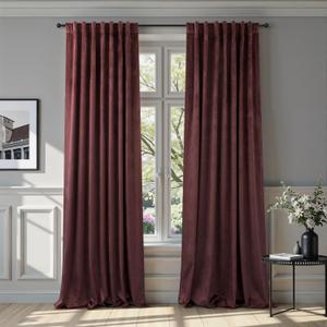 Ruby Wine Velvet Curtains 84 Inch Length for Living Room 2 Panels Back Tab Pocket Luxury Drapes Thermal Insulated Darkening Curtain for Girls Bedroom Vintage Victorian Decor Dark Purple Red 52x84 Long