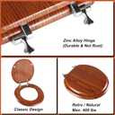Round Toilet Seat Molded Wood Toilet Seat with Zinc Alloy Hinges, Easy to Install also Easy to Clean, Anti-pinch Wooden Toilet Seat by Angol Shield (Round, Brownish Yellow)