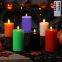 6 Pcs Flameless Candles LED Flameless Pillar Candles Real Wax LED Fake Candle with Remote and Timer Flickering H 4" 5" 6" for Helloween Wedding Christmas Home Party(Colourful)