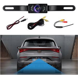 Back Up Camera for Cars with 8 Light,SD Night Vision License Plate Backup Camera with 170 Wide Angle,Universal Rear View Camera for Cars Includes Mounting Accessories