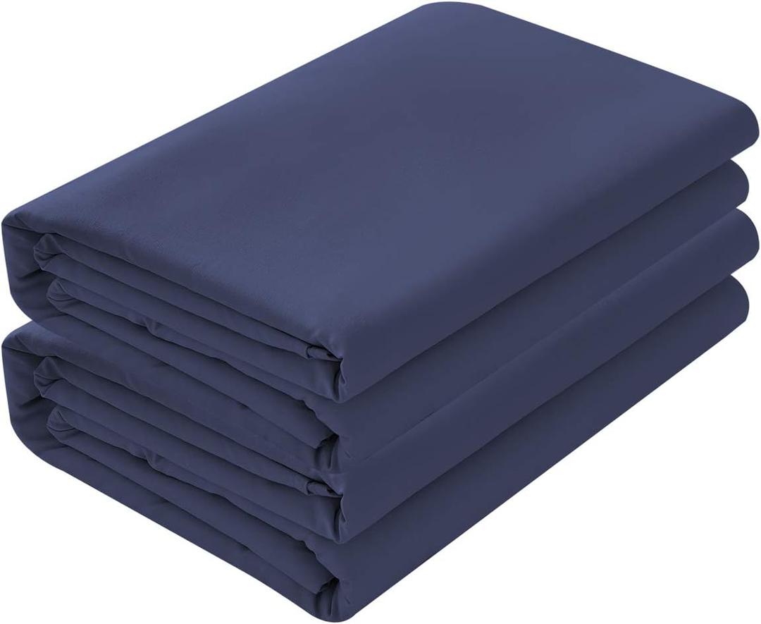 Basic Choice 2-Pack Flat Sheets, Breathable Series Bed Top Sheet, Wrinkle, Fade Resistant, Standard 100 by Oeko-Tex - Queen, Dark Blue