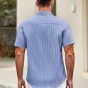 COOFANDY Mens Short Sleeve Casual Button Down Shirts Summer Untucked Dress Shirts with Pocket (Blue)