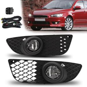 Fog Lights Lamps Replacement for 2008-2014 Mitsubishi Lancer Sedan 4-Door Fog Light Compatible with H11 12V 55W Bulbs Switch and Wiring Kit