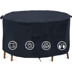 Round Patio Furniture Covers - 74" Dia Waterproof Table & Fire Pit Cover - Anti-Fading for Outdoor Dining Sets