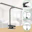 LED Reading Light with Clip, Desk Lamp 48 LEDs 2600mAh Battery USB Rechargeable Book Lights Stepless Adjustable Brightness Eye Protection Table Lamps for Bed Headboard, Home, Office - Black