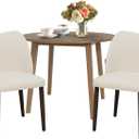 COLAMY 3-Piece Extendable Dining Table Set for 2, 36" Kitchen Round Wood Table with 2 Wooden Dining Room Chairs,Light Brown/Beige