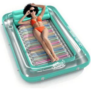 Large Pool Floats Adult - Inflatable Tanning Pool Lounger Float with Pillow, 4-in-1 Multi-Purpose Pool Floaties for Adults, Pool Float Lounges for Parties, 72 inches x 48"