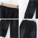 Kids Girls Jeans Washed Elastic Waist Baggy Wide Leg Jeans Size 4-14 Years (5-6 Years, Black Start)